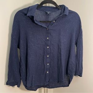 Lucky Brand Glitter Button Down Blouse - xs